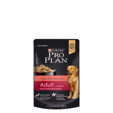ALIMENTO HUMEDO PERRO - PROPLAN - POUCH ADULTO CARNE 100 GRS. ALIMENTO HUMEDO PERRO - PROPLAN - POUCH ADULTO CARNE 100 GRS.