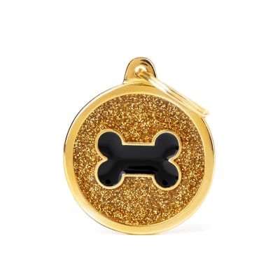 PLACA MASCOTA - MY FAMILY - SHINE GOLD GLITTER BLACK BONE1