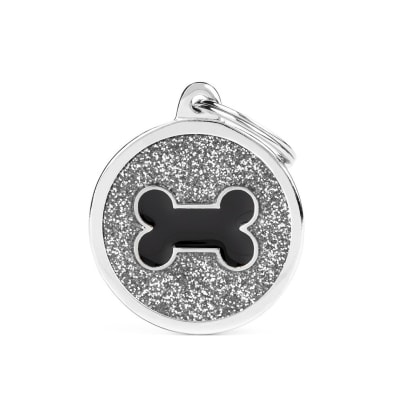 PLACA MASCOTA - MY FAMILY - SHINE GREY GLITTER BLACK BONE1