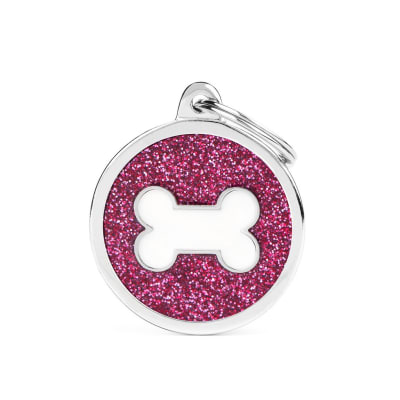 PLACA MASCOTA - MY FAMILY - SHINE PINK GLITTER WHITE BONE1