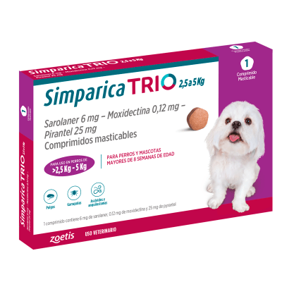 ANTIPARASITARIO INTERNO Y EXTERNO PERRO - SIMPARICA TRÍO - 2.5 A 5 KG1