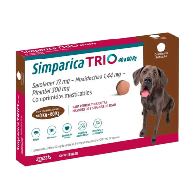 ANTIPARASITARIO INTERNO Y EXTERNO PERRO - SIMPARICA TRÍO - 40 A 60 KG