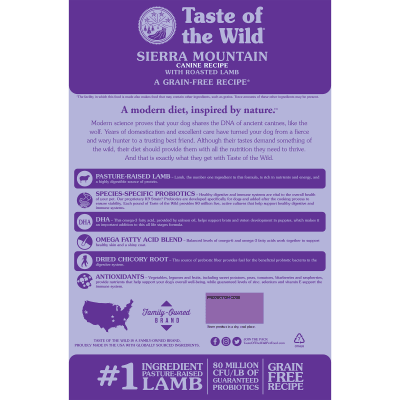 ALIMENTO PERRO - TASTE OF THE WILD - SIERRA MOUNT AIN LAMB CORDERO ALIMENTO PERRO - TASTE OF THE WILD - SIERRA MOUNT AIN LAMB CORDERO
