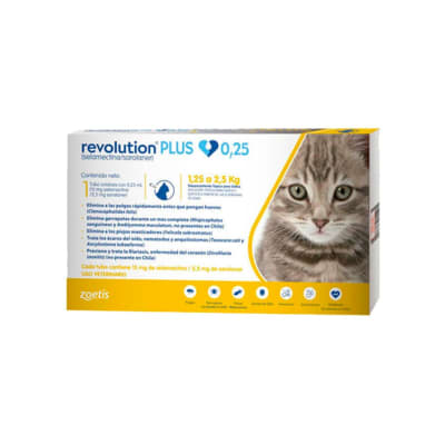 ANTIPARASITARIO INTERNO Y EXTERNO GATO - REVOLUTION PLUS 0.25
