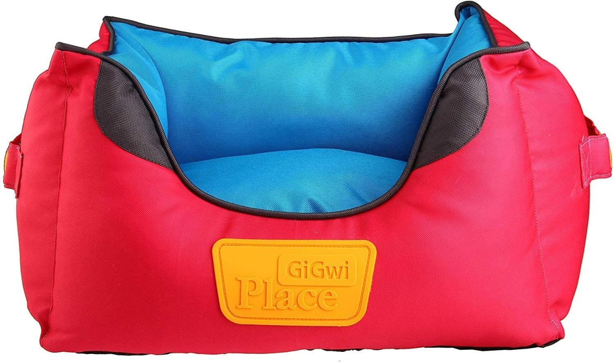 CAMA MASCOTA - GIGWI - CUADRADA CELESTE ROSADO2