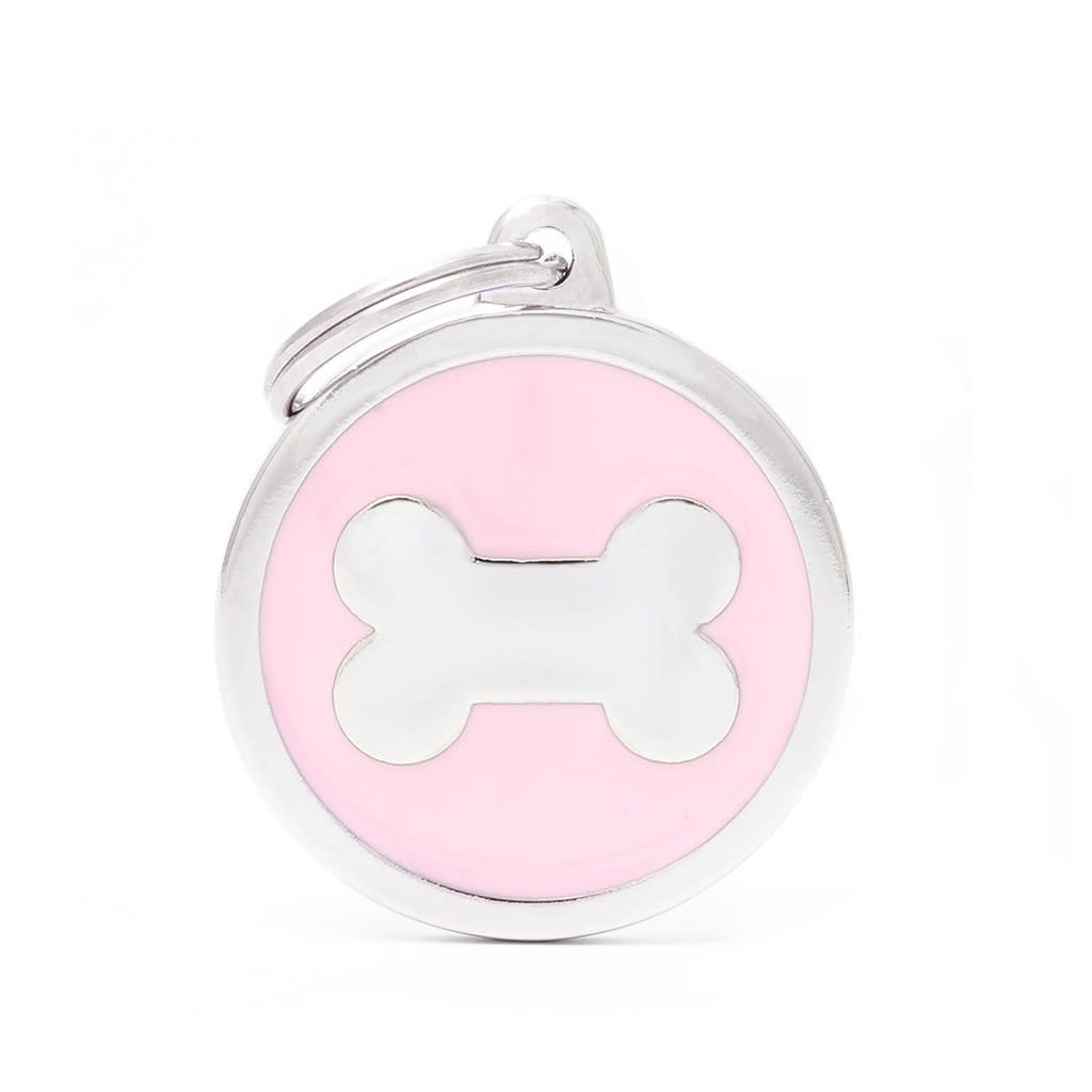 PLACA MASCOTA - MY FAMILY - CLASSIC PINK CIRCLE BONE 0