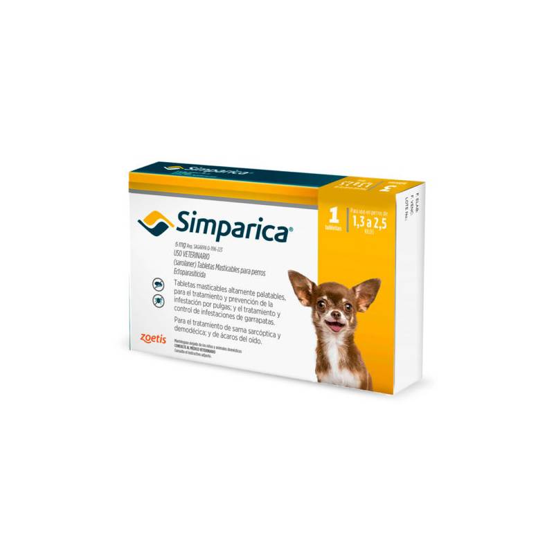 ANTIPARASITARIO EXTERNO PERRO - SIMPARICA - 1,3 A 2,5 KG 1