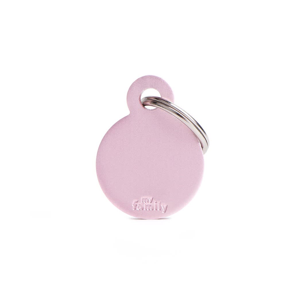 PLACA MASCOTA - MY FAMILY - BASIC ALUMINIUM PINK ROUND 0