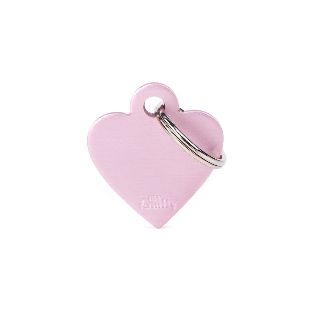PLACA MASCOTA - MY FAMILY - BASIC ALUMINIUM PINK HEART 0