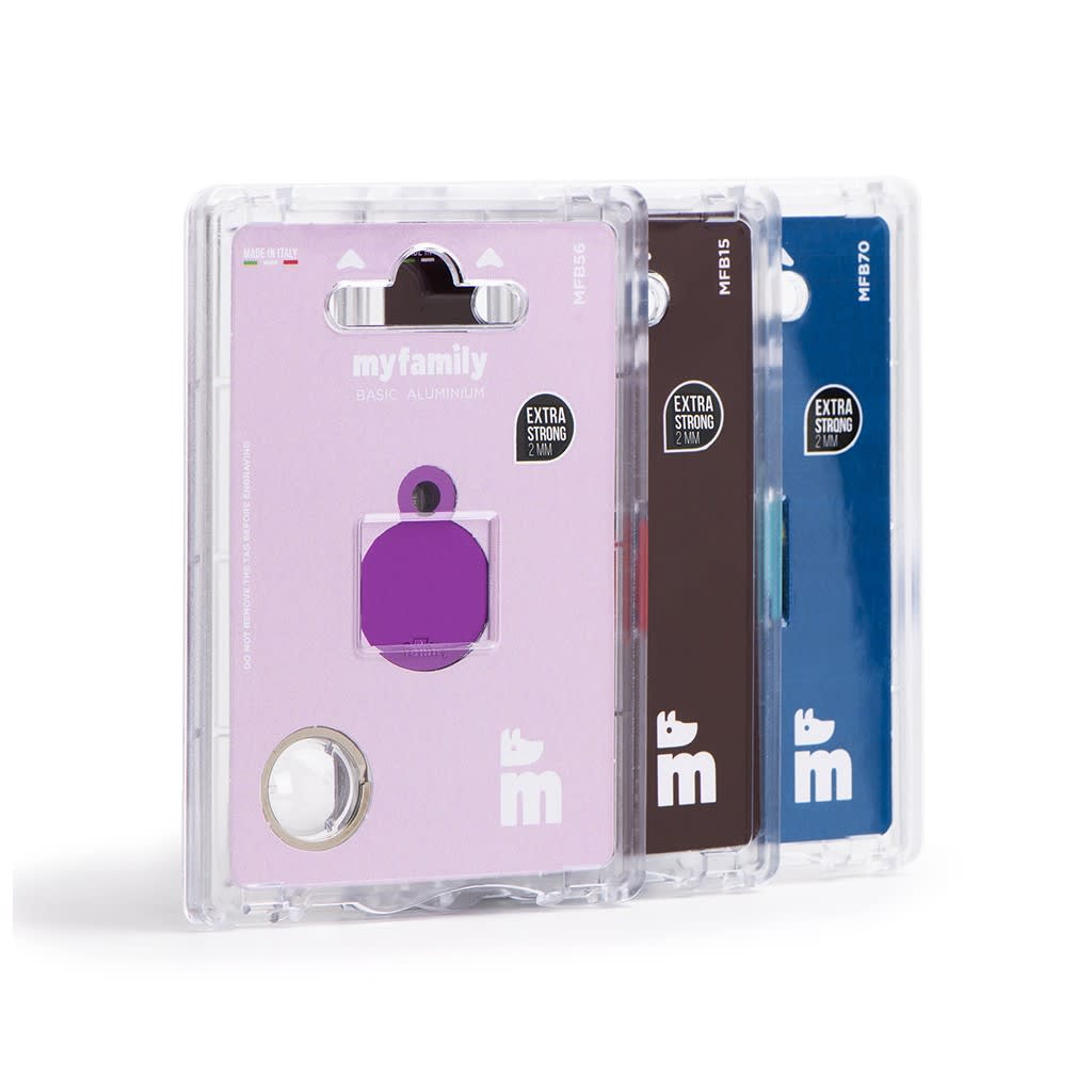 PLACA MASCOTA - MY FAMILY - BASIC ALUMINIUM PURPLE ROUND3