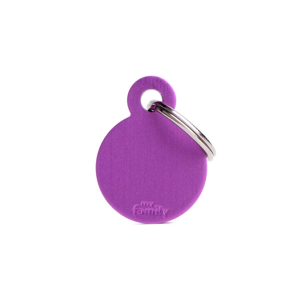 PLACA MASCOTA - MY FAMILY - BASIC ALUMINIUM PURPLE ROUND 0
