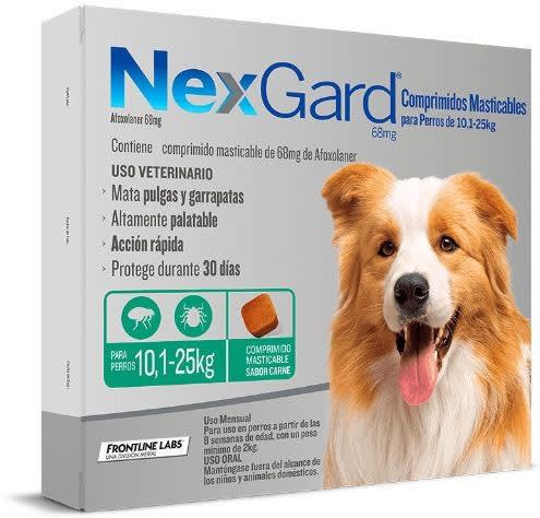 ANTIPARASITARIO EXTERNO PERRO - NEXGARD - 10.1 A 25 KG MASTICABLE 0