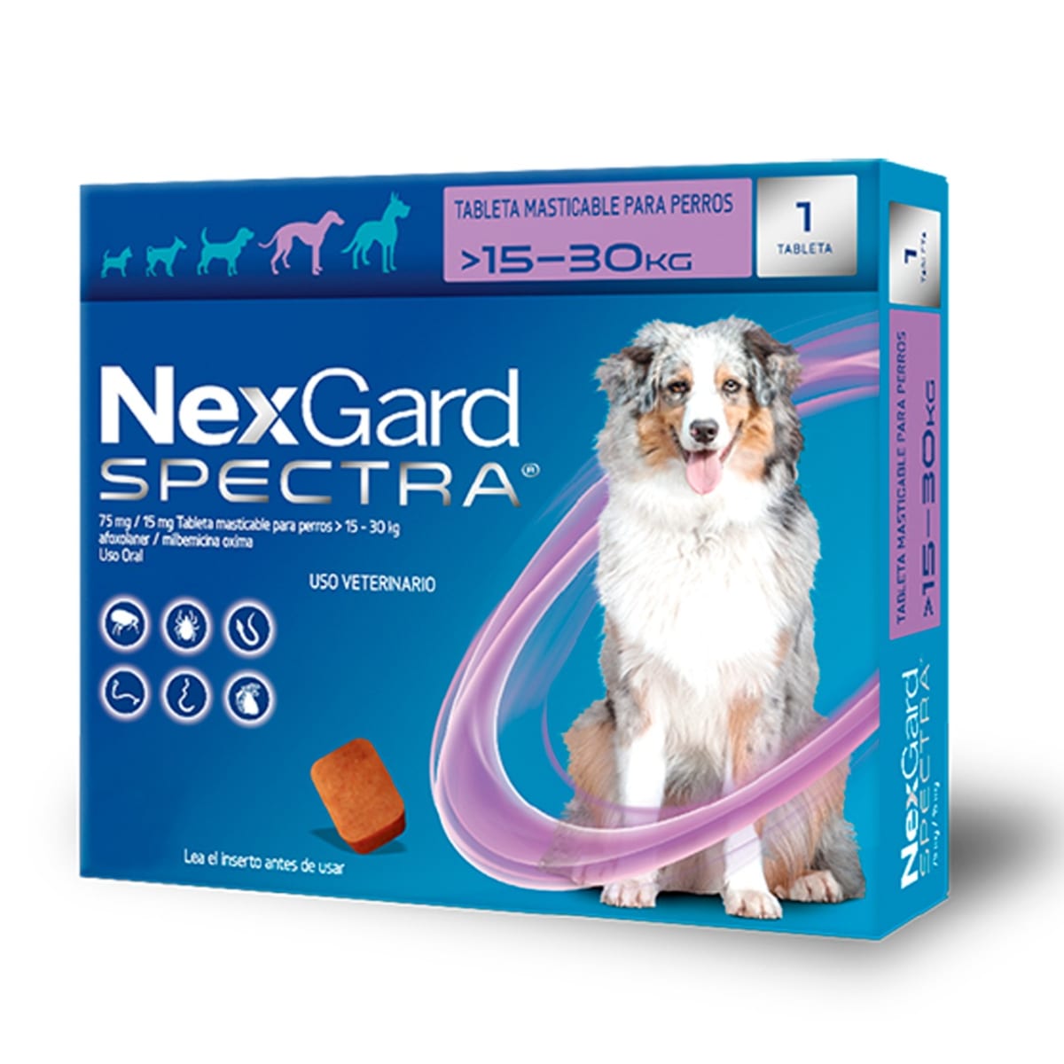 ANTIPARASITARIO INTERNO Y EXTERNO - NEXGARD SPECTRA - 15,1 A 30 KG MASTICABLE 0