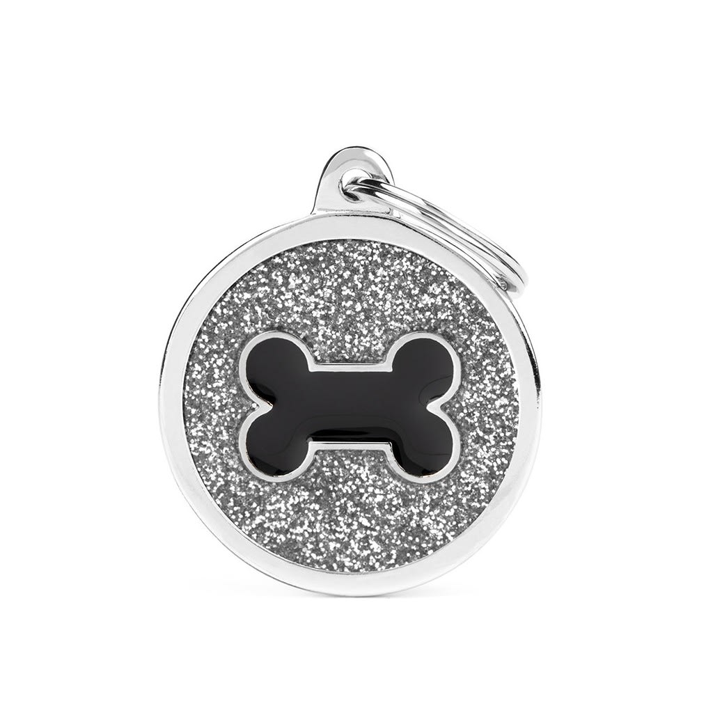 PLACA MASCOTA - MY FAMILY - SHINE GREY GLITTER BLACK BONE 0