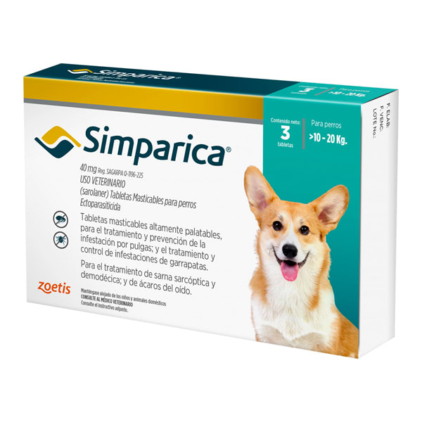 ANTIPARASITARIO EXTERNO PERRO - SIMPARICA - 10 A 20 KG2