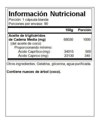 Mct Pure 100 mg 90 capsulas Mct Pure 100 mg 90 capsulas