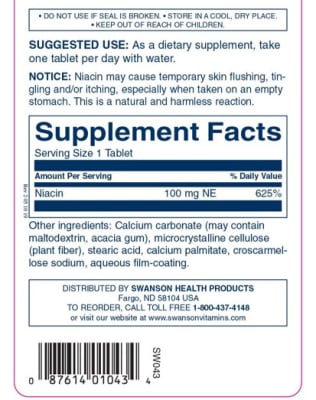 Niacin 100 mg 250 tabletas Niacin 100 mg 250 tabletas