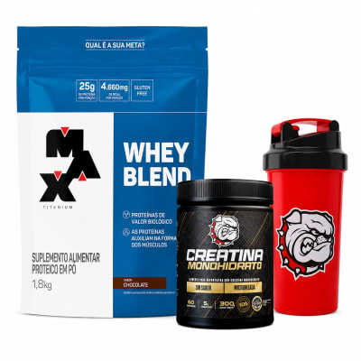 PACK TITANIUM - WHEY 1,8 KG + CREATINA 300G + SHAKER DE REGALO