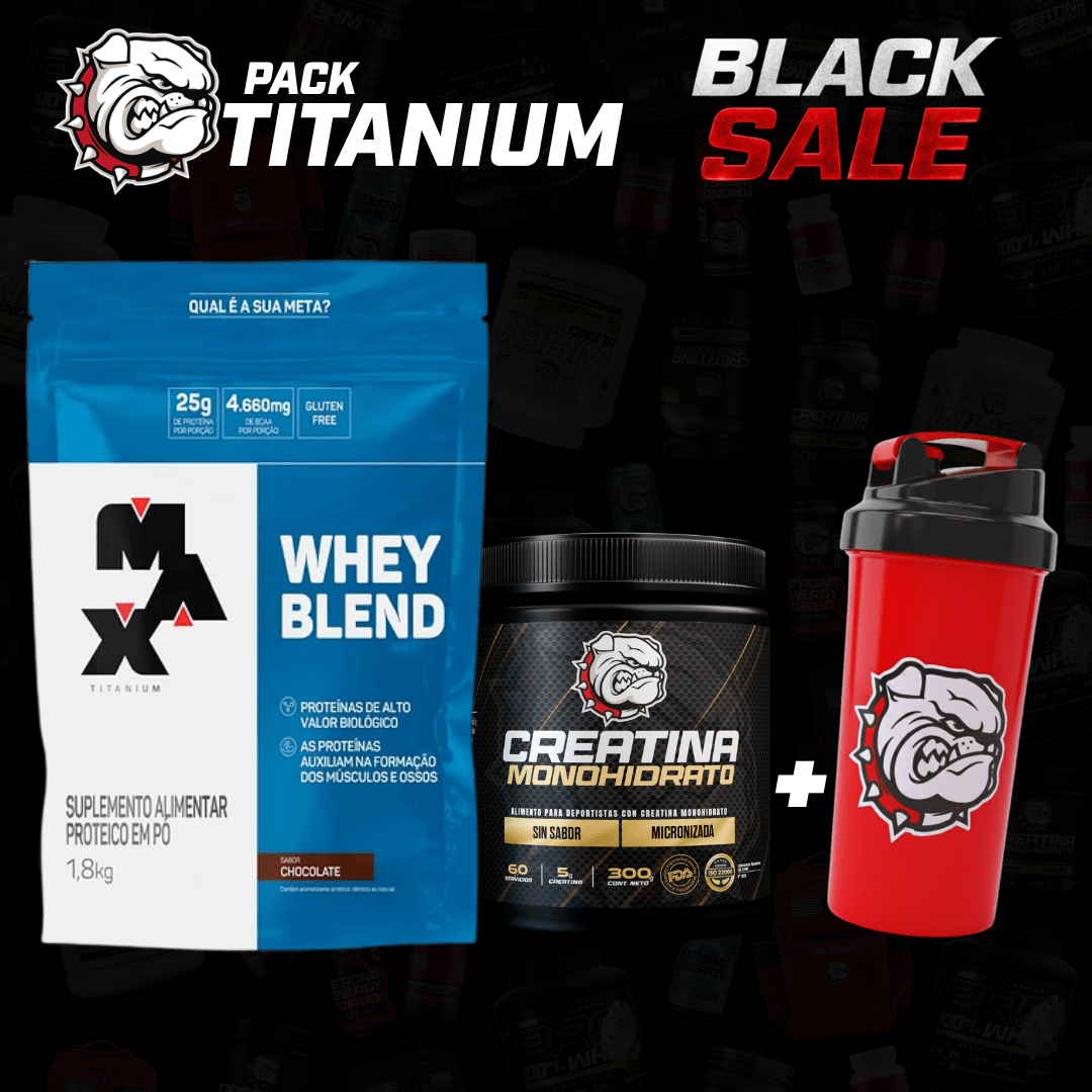 PACK TITANIUM - WHEY 1,8 KG + CREATINA 300G + SHAKER DE REGALO1