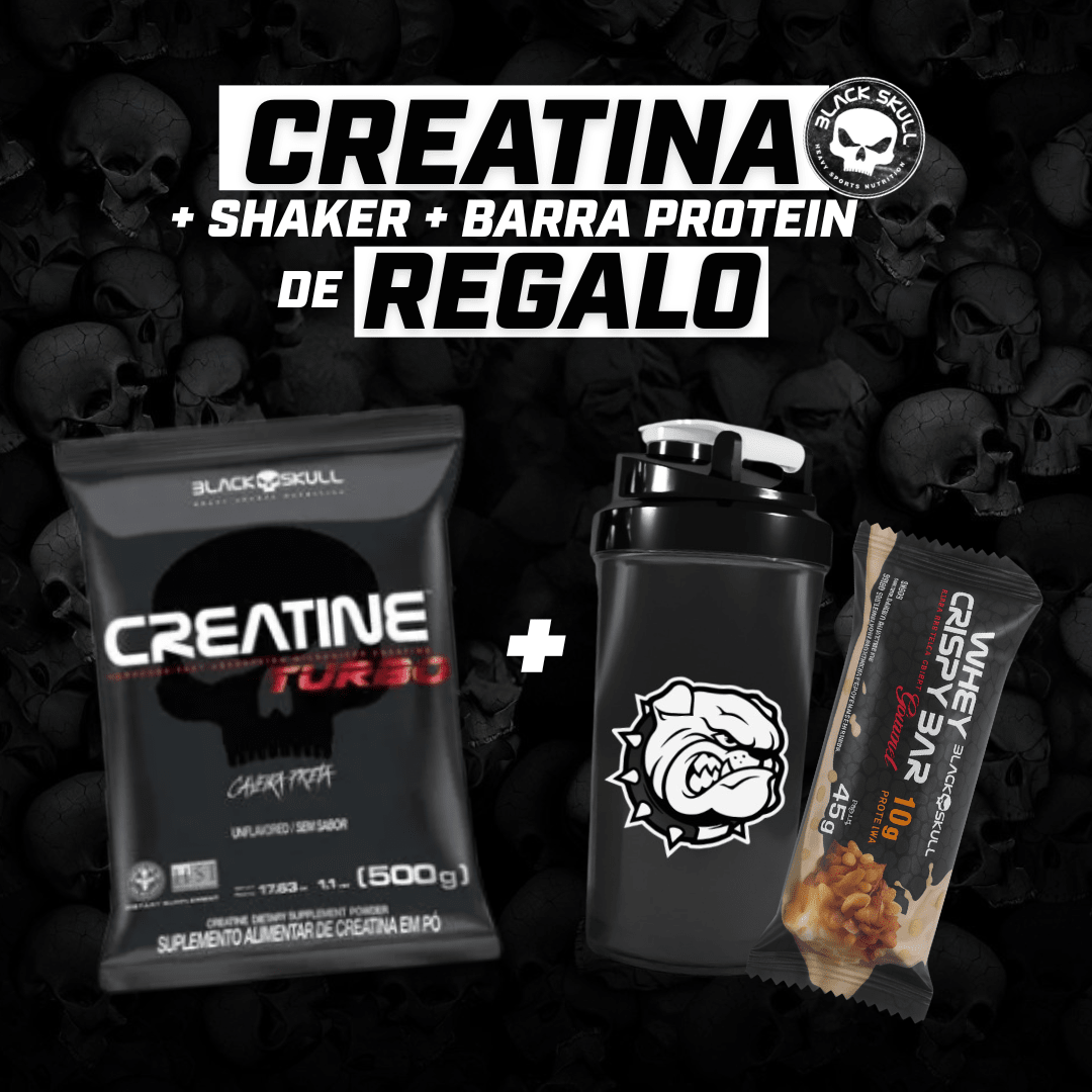 TR3 PACK BLACK SKULL - CREATINA 500G + SHAKER + PROTEIN BAR1
