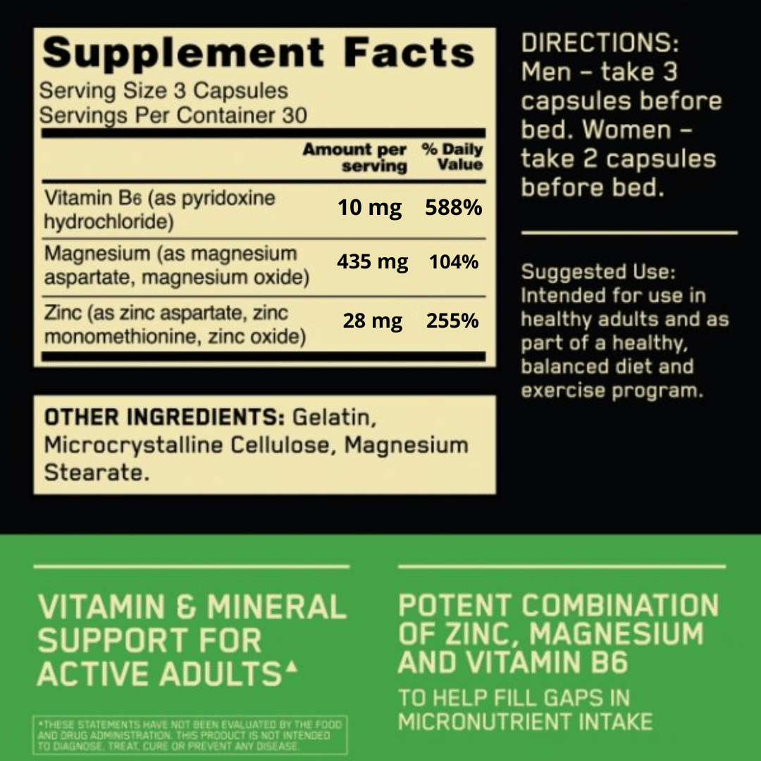 ZMA - OPTIMUM NUTRITION - 90 CAPS2