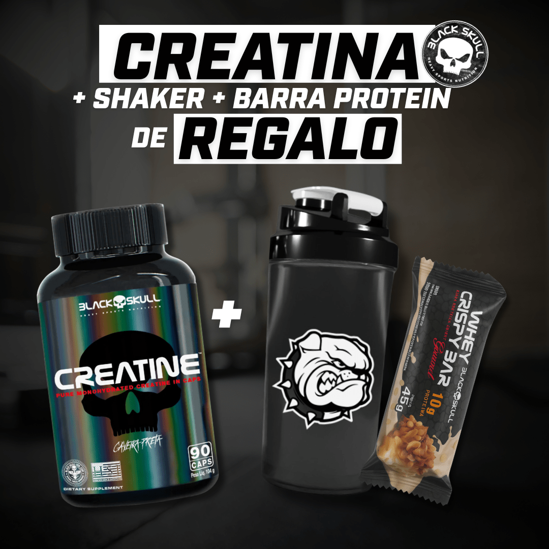 TR3 PACK BLACK SKULL CAPS - CREATINE CAPSULAS + SHAKER + PROTEIN BAR1