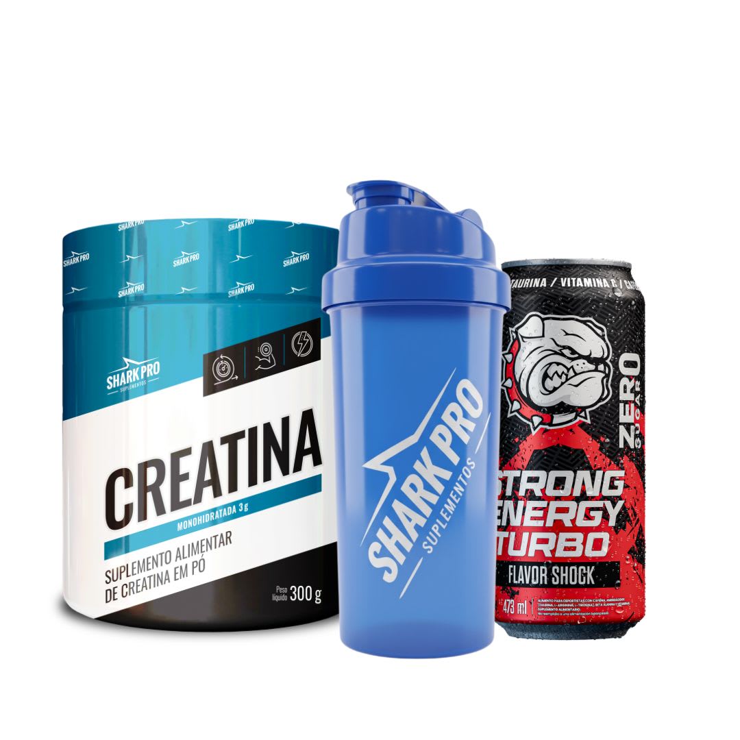 TR3 PACK SHARK PRO - CREATINA 300G + SHAKER + ENERGY TURBO1