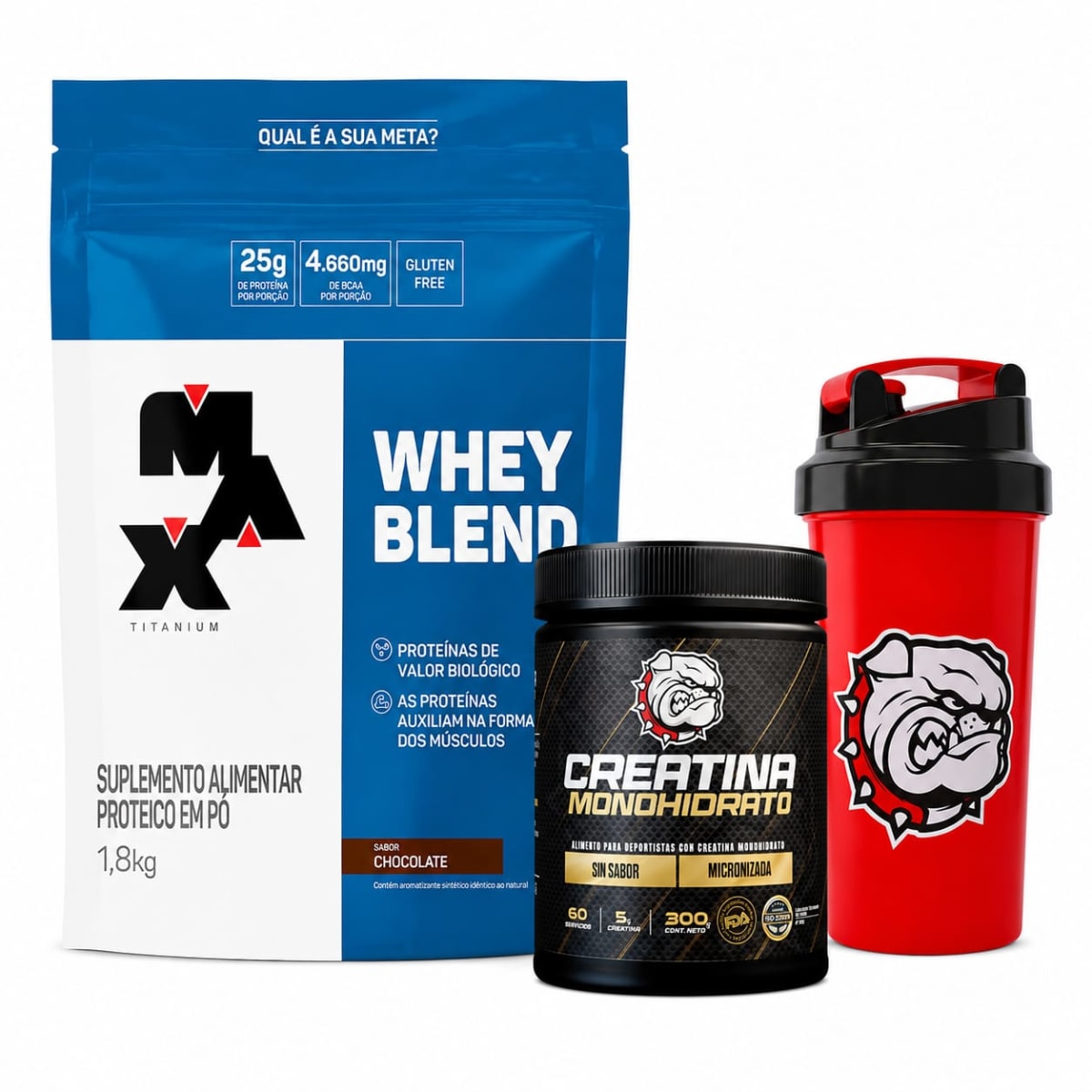 PACK TITANIUM - WHEY 1,8 KG + CREATINA 300G + SHAKER DE REGALO1