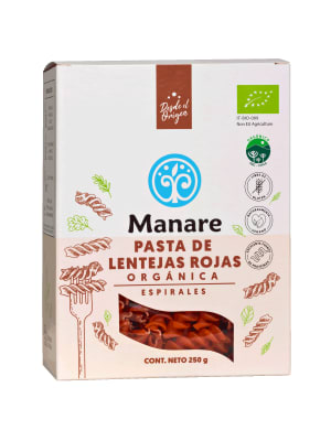 ESPIRALES de LENTEJAS ROJAS orgánica - 250g - Manare