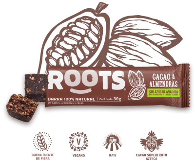 BARRA CACAO ALMENDRA 30 gr - ROOTS
