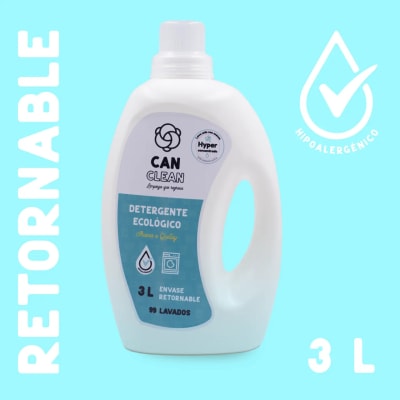 DETERGENTE ECOLÓGICO CONCENTRADO HIPOALERGÉNICO - 3 L - Envase PE Retornable - Can Clean