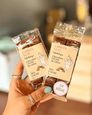 CABRITANUSS - BARRA de CHOCOLATE de LECHE de CABRA SIN AZÚCAR  – 50g – Cabritalegre