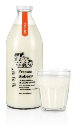 LECHE FRESCA ENTERA de VACA - Vidrio - 1 L - Fresca Rebeca