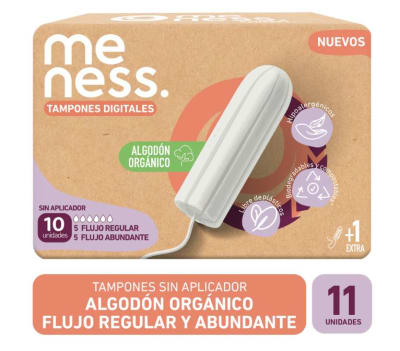TAMPONES DIGITALES 100% ALGODÓN ORGÁNICO - BIODEGRADABLES - 11 Und - MeNess Concept