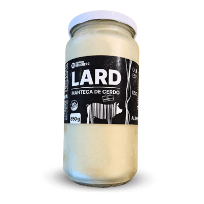 MANTECA CERDO (LARD) del Lago Budi, libre de hormonas y antibióticos – Frasco 850g