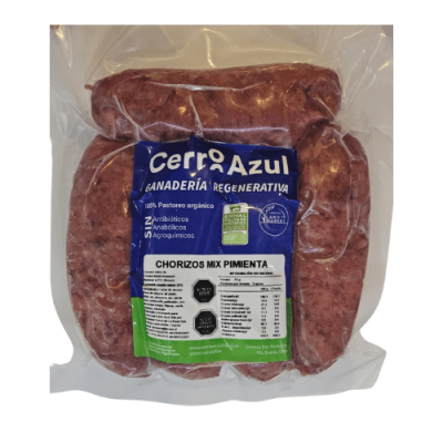 CHORIZO DE VACUNO MIX PIMIENTA - 5 UU - 450g Aprox - Cerro Azul