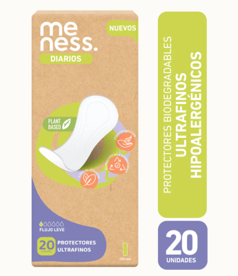PROTECTORES DIARIOS BIODEGRADABLES - 20 Un - MeNess Concept