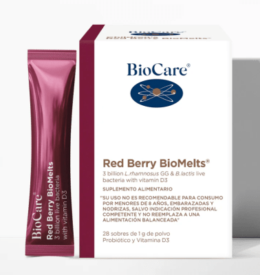 Red Berry BioMelts - Probiótico y D3 - 28 sachet - BIOCARE