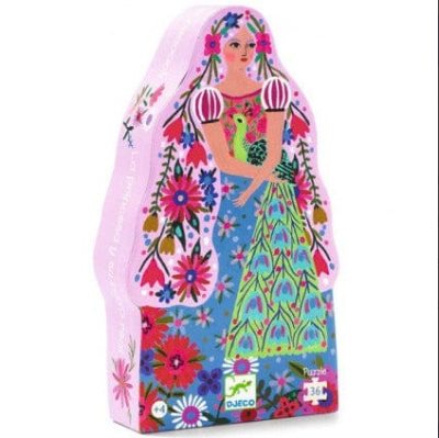 Puzzle SILUETA La princesa y su pavo real 36 piezas - Djeco