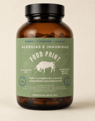 ALERGIAS E INMUNIDAD 50% RIÑÓN / 25%CORAZÓN / 25%HIGADO de VACUNO -180 caps x 500mg - Food Print
