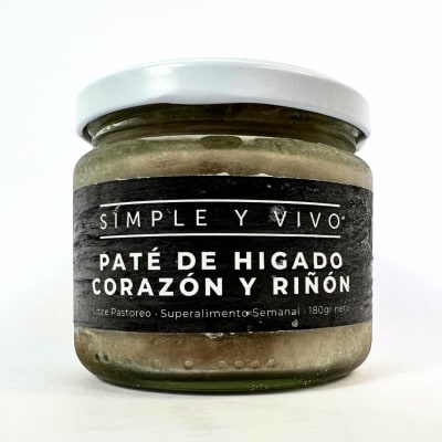 PATÉ DE HÍGADO, CORAZÓN Y RIÑÓN - 180g - Simple y Vivo
