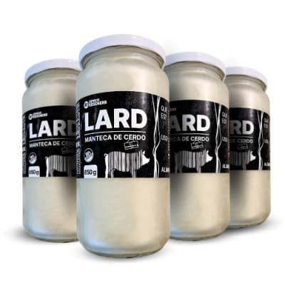 PACK 4 - MANTECA CERDO 100% orgánico - Frasco 850 g - Lago Budi