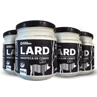 PACK 4 - MANTECA CERDO 100% orgánico - Frasco 200 g - Lago Budi