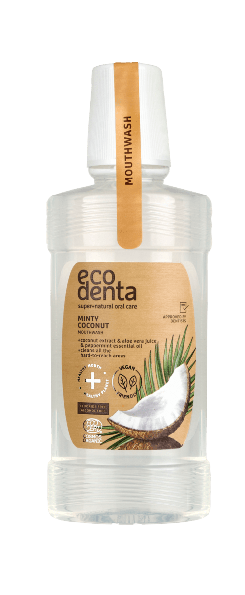 ENJUAGUE BUCAL con EXTRACTO de COCO, JUGO de ALOE y ACEITE de MENTA - 250ml - Ecodenta1
