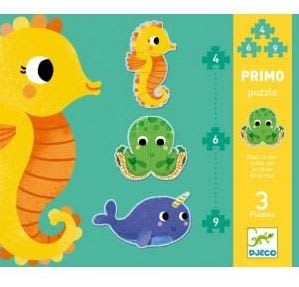 Puzzle Primo En el mar (3 puzzles) 19 piezas - DJECO1