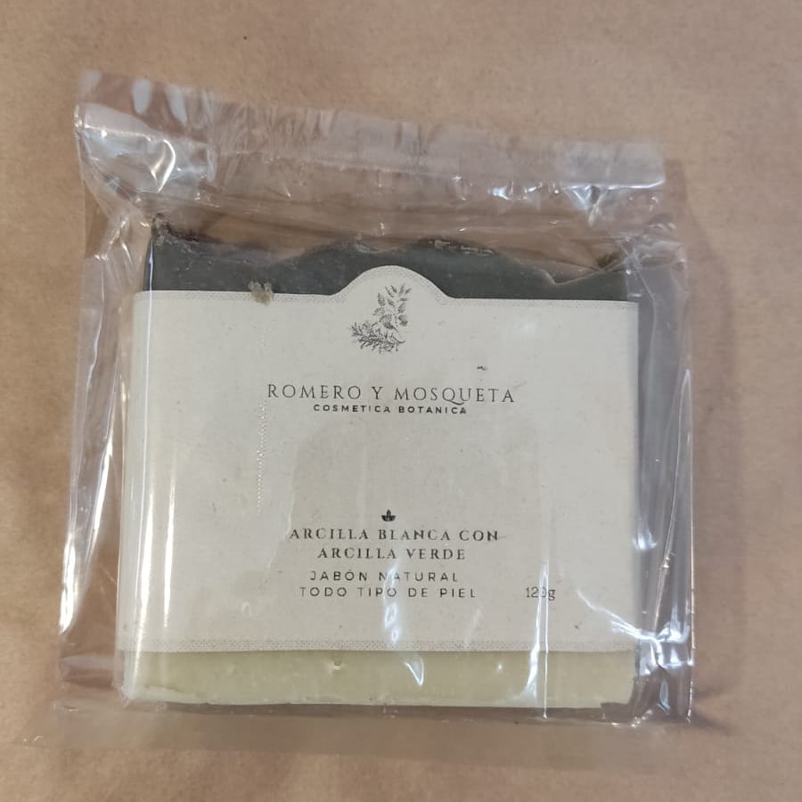 JABÓN ARCILLA BLANCA CON VERDE 120g - Romero y Mosqueta1