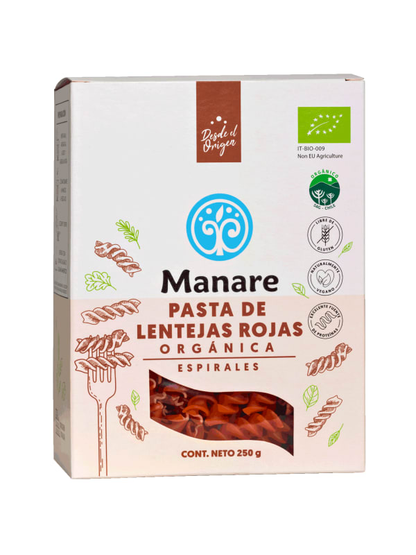 ESPIRALES de LENTEJAS ROJAS orgánica - 250g - Manare1