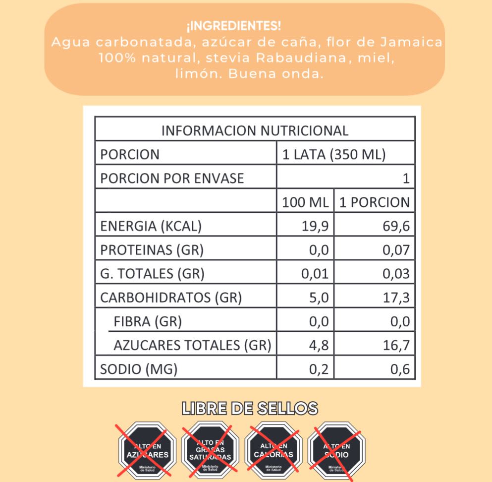 SODA NATURAL FLOR DE JAMAICA - 350ml - Caudal2