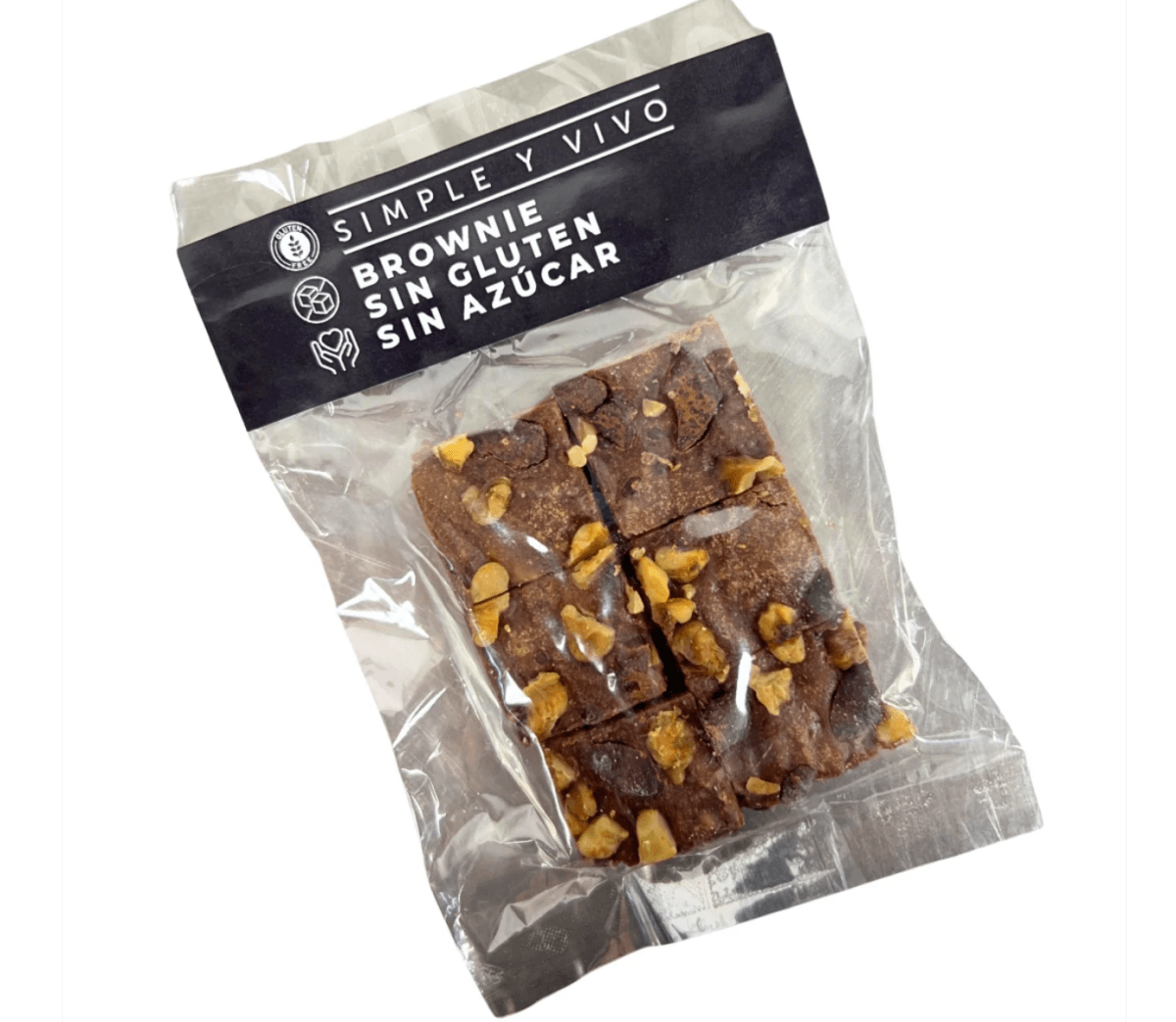 BROWNIE FUDGE SIN GLUTEN SIN AZÚCAR - 75g - Simple y Vivo1