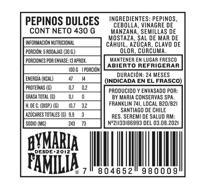PEPINOS DULCES CLÁSICOS - 450g - By Maria2